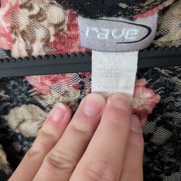 Rave Y2K Lace Vintage Crop Floral Top Size XL - Picture 3 of 7